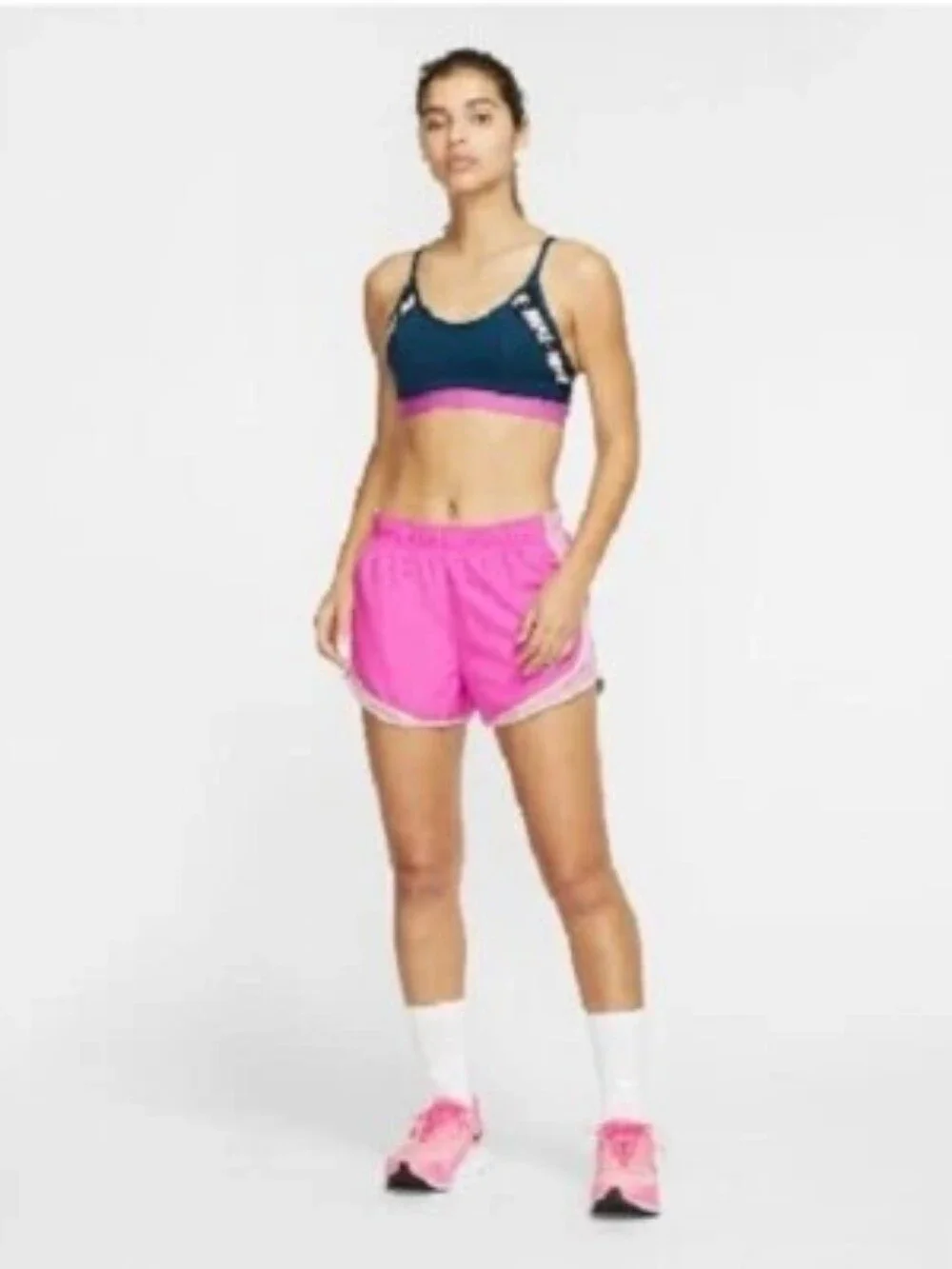 Nike Indy Dri-Fit Training Sports Bra In Valerian Blue And Pink, Size Small